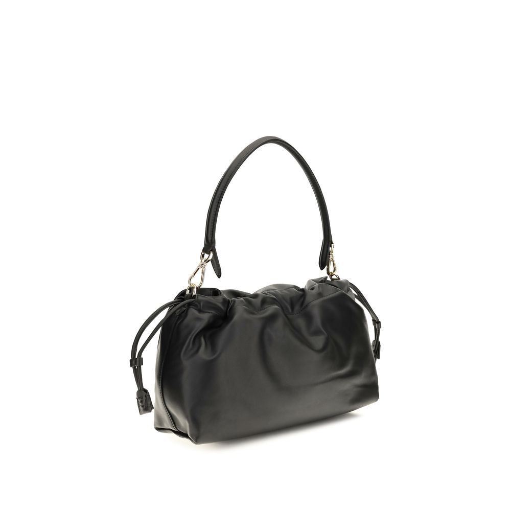 Shoulder Drawstring Baguette Bag by Fendi for women in bos taurus calf nappa leather black features an effortlessly chic silhouette with a secure flap, drawstring, magnetic & button, ample , and versatile shoulder-strap & handle for effortlessly chic everyday luxury.