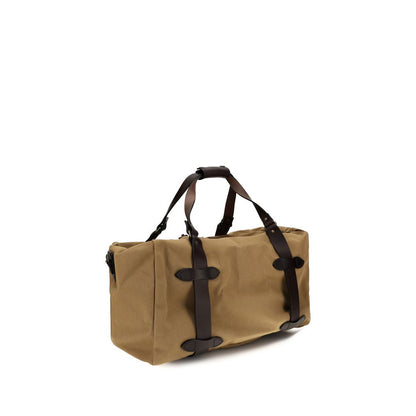 Medium Shoulder Tote Bag by Filson for men in cotton twill beige presents a versatile silhouette, showcasing a secure snap & zipper and versatile internal-pockets with versatile shoulder-strap, adjustable-strap & handle for a sophisticated look.