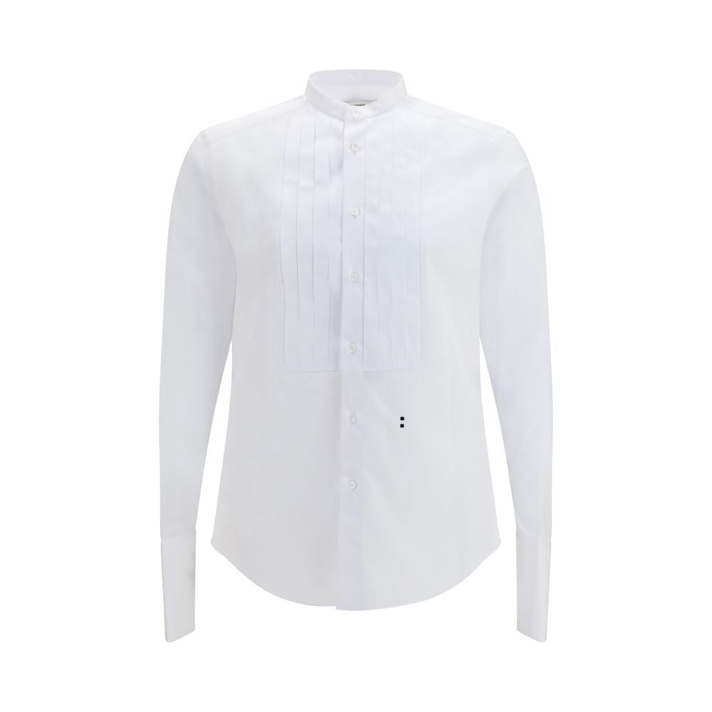 Dress Shirt by Fendi for men in cotton white & signature showcases a sublime silhouette, artfully detailed with a sublime band-collar neckline and for a sophisticated, sublime finish.