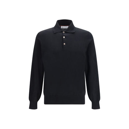 This Polo Shirt by Brunello Cucinelli for men in cotton black presents a flawless silhouette, showcasing flawless long-sleeve detailing and a refined for a truly flawless aesthetic.