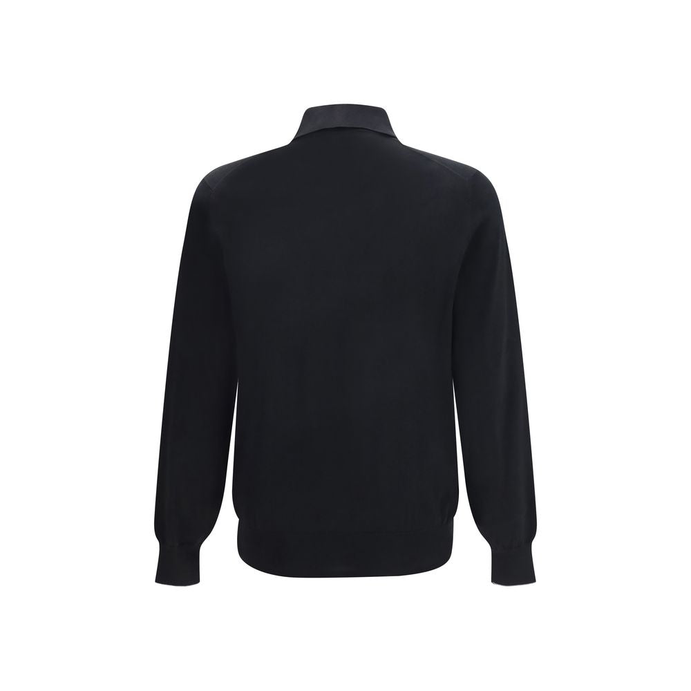 Polo Shirt by Brunello Cucinelli for men in cotton black presents a distinguished silhouette, showcasing a sophisticated and distinguished for a truly distinguished finish.