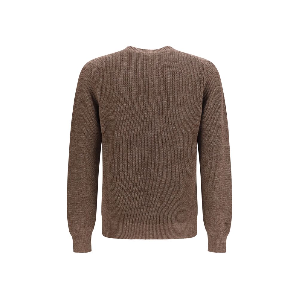 Sweatshirt by Brunello Cucinelli for men in linen & cotton brown presents a smart casual silhouette, featuring a smart casual crew neckline and for a sophisticated look.