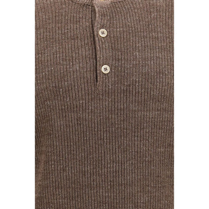 Sweatshirt by Brunello Cucinelli for men in linen & cotton brown showcases a slouchy chic silhouette, artfully detailed with a slouchy chic and for a slouchy chic finish.