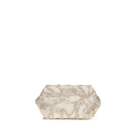 Shoulder Clutch Bag by Brunello Cucinelli for women in silk & sequins beige presents a versatile silhouette, showcasing a secure magnetic and versatile with versatile shoulder-strap & adjustable-strap for a sophisticated look.