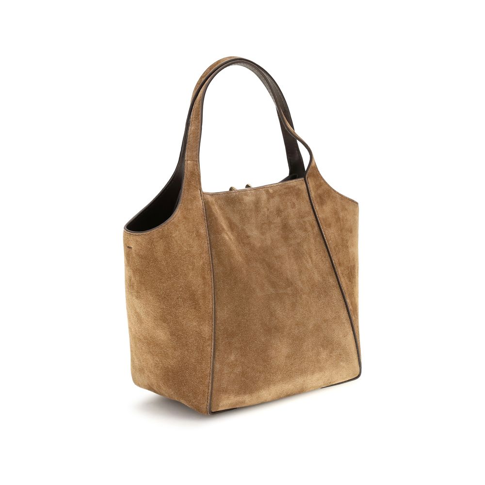 Small Shoulder Bucket Bag by Brunello Cucinelli for women in bos taurus suede calf leather beige features a enviable silhouette, showcasing a secure magnetic & buckle, ample , and enviable shoulder-strap, adjustable-strap & handle for a enviable finish.