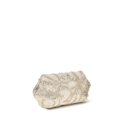 Shoulder Clutch Bag by Brunello Cucinelli for women in silk & sequins beige presents a versatile silhouette, showcasing a secure magnetic and versatile with versatile shoulder-strap & adjustable-strap for a sophisticated look.