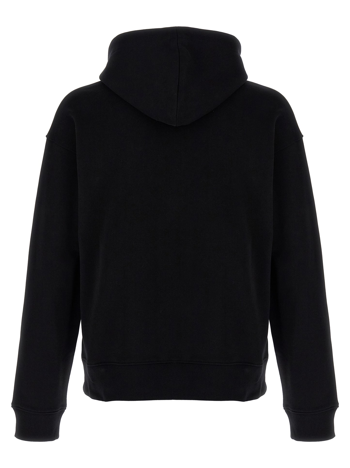 Sweatshirt Hoodie by Moschino for men in cotton black & print features a authentic silhouette, showcasing a sophisticated hooded neckline and authentic detail for a refined finish.