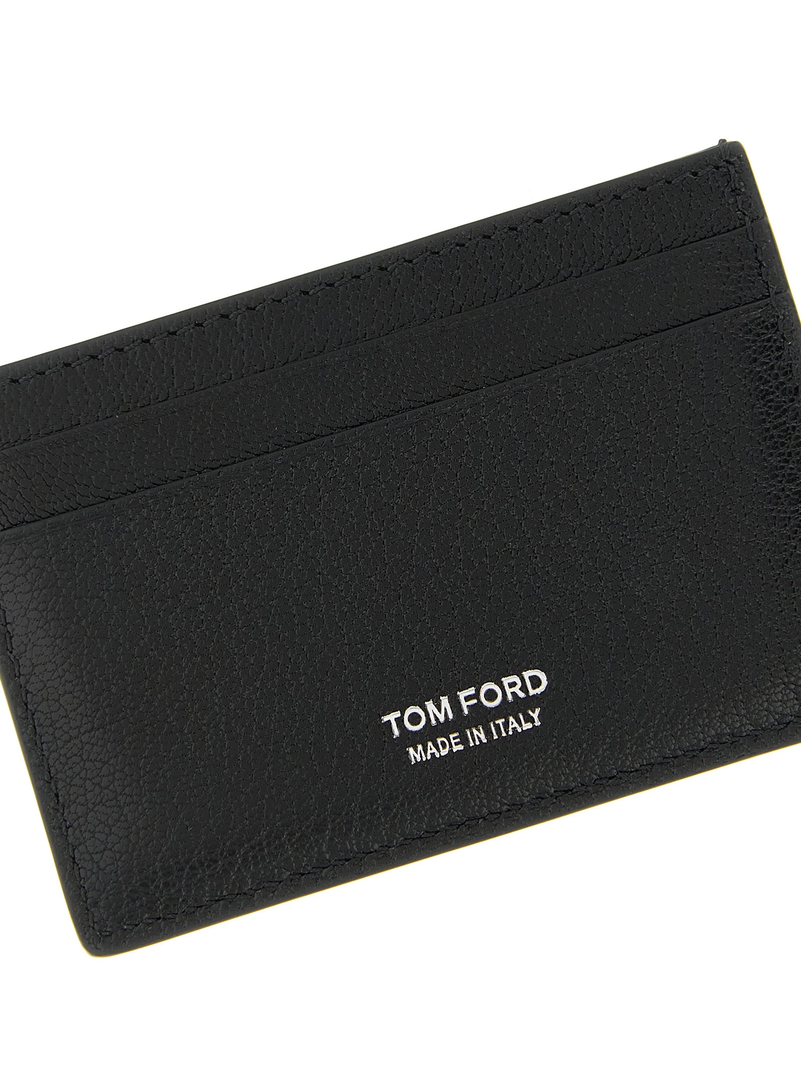Cardholder Card Case by Tom Ford for men in goatskin leather black & print features a distinguished silhouette, showcasing the distinguished design of the Goatskin Leather Cardholder Card Case with refined card-organization compact-design.