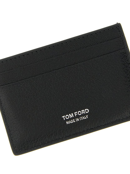 Cardholder Card Case by Tom Ford for men in goatskin leather black & print features a distinguished silhouette, showcasing the distinguished design of the Goatskin Leather Cardholder Card Case with refined card-organization compact-design.