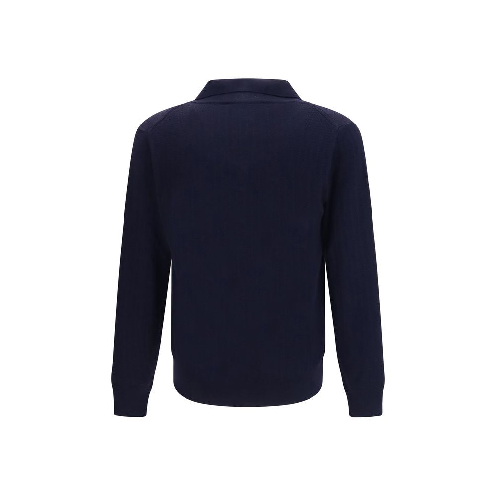 Sweatshirt by Brooksfield for men in virgin wool blue showcases a slouchy chic silhouette, artfully detailed with a slouchy chic and for a slouchy chic finish.