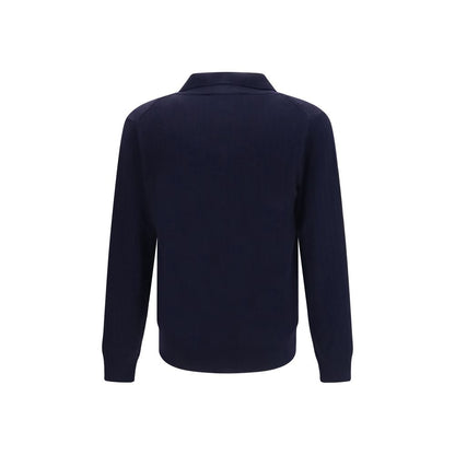 Sweatshirt by Brooksfield for men in virgin wool blue showcases a slouchy chic silhouette, artfully detailed with a slouchy chic and for a slouchy chic finish.