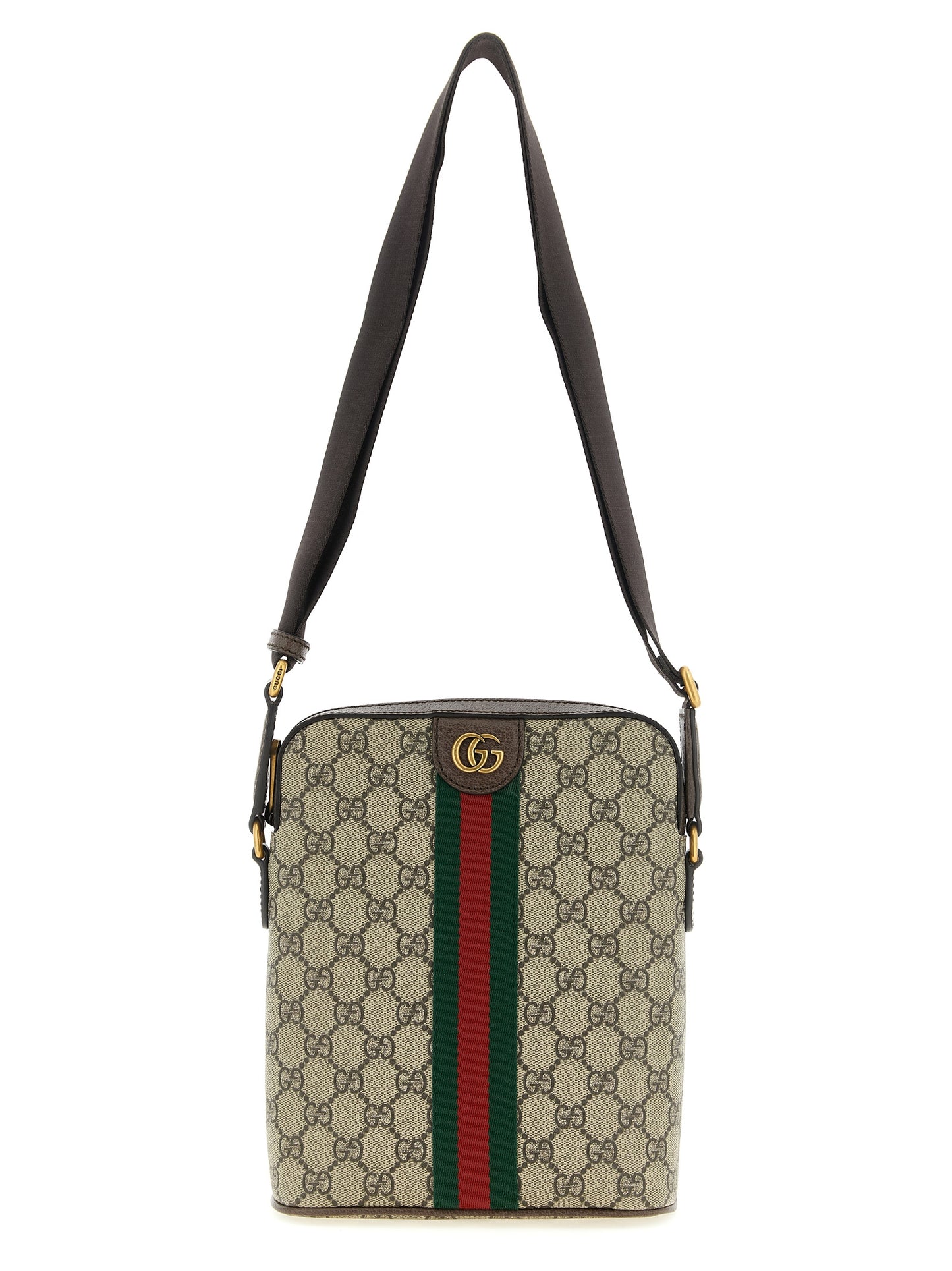 Crossbody Messenger Bag by Gucci for men in polyamide polyethylene polyurethane leather beige, signature & monogram features a statement-making Gg Ophidia Polyamide Polyethylene Polyurethane Leather Crossbody Messenger Bag design with a secure zipper, statement-making , and versatile crossbody-strap, shoulder-strap & adjustable-strap for a sophisticated look.