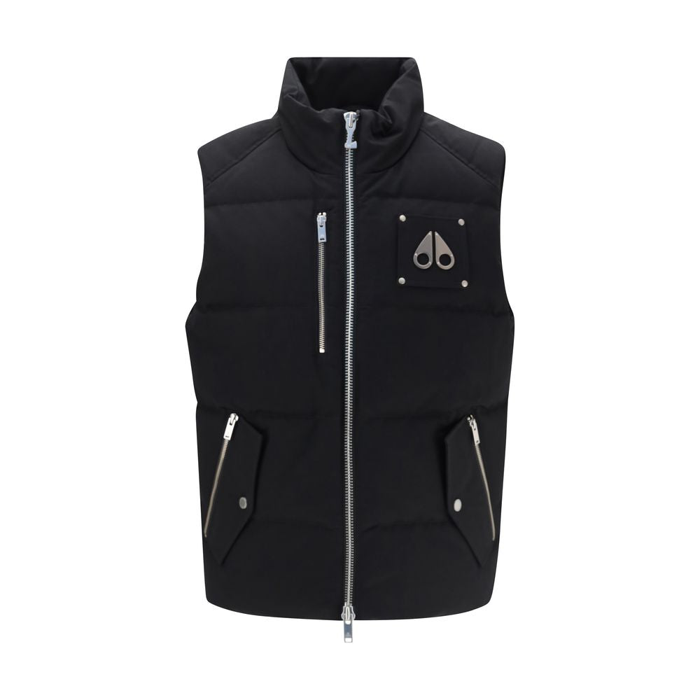 Vest by Moose Knuckles for men in nylon cotton & duck-down black features a stylish silhouette, showcasing distinct pockets & insulated and a refined for a truly stylish finish.