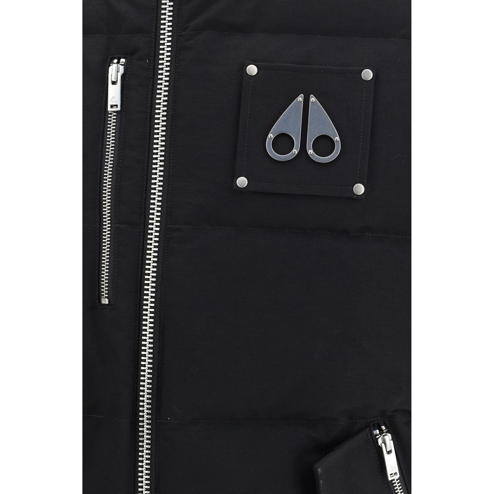 Vest by Moose Knuckles for men in nylon cotton & duck-down black features a chic silhouette, expertly detailed with a refined and premium pockets & insulated for a truly chic look.