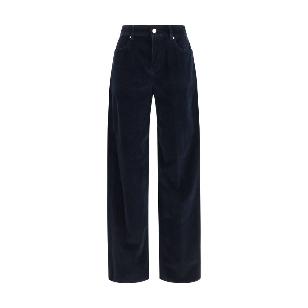 Palazzo Pants by Max Mara for women in velvet cotton corduroy blue features an sartorial regular-fit & wide and long with a cut for a sartorial finish.