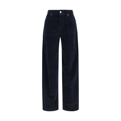 Palazzo Pants by Max Mara for women in velvet cotton corduroy blue features an sartorial regular-fit & wide and long with a cut for a sartorial finish.