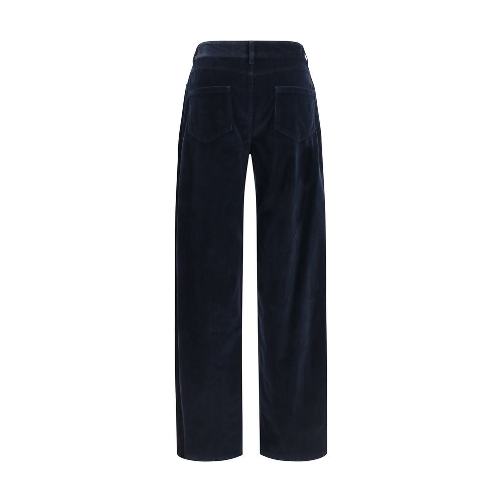 Palazzo Pants by Max Mara for women in velvet cotton corduroy blue features an sophisticated and regular-fit & wide with a precise long, creating a sophisticated and sophisticated silhouette.