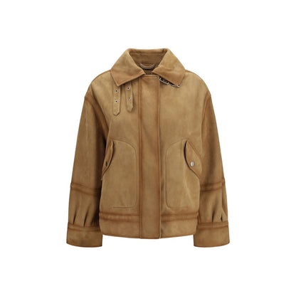 Bomber Jacket by Ermanno Scervino for women in suede leather brown features an on trend silhouette, showcasing refined pockets and a sophisticated for a truly on trend finish.