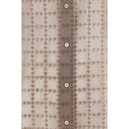 Brunello Cucinelli Beige Silk Pattern Shirt