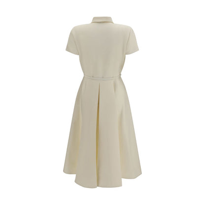 Dress by Fendi for women in wool & silk beige features an magnificent silhouette, artfully detailed with a magnificent shirt-collar neckline and that flows into an magnificent short long.