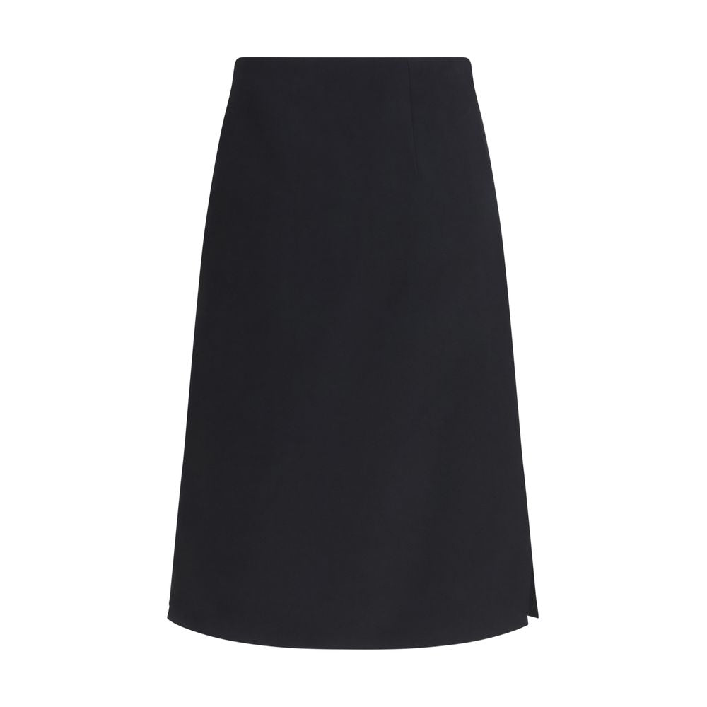 Skirt by Fendi for women in wool & silk black showcases a sultry silhouette, elegantly defined by its midi and the sophisticated sultry design of the Women's Pencil Wool & Silk Midi Skirt.