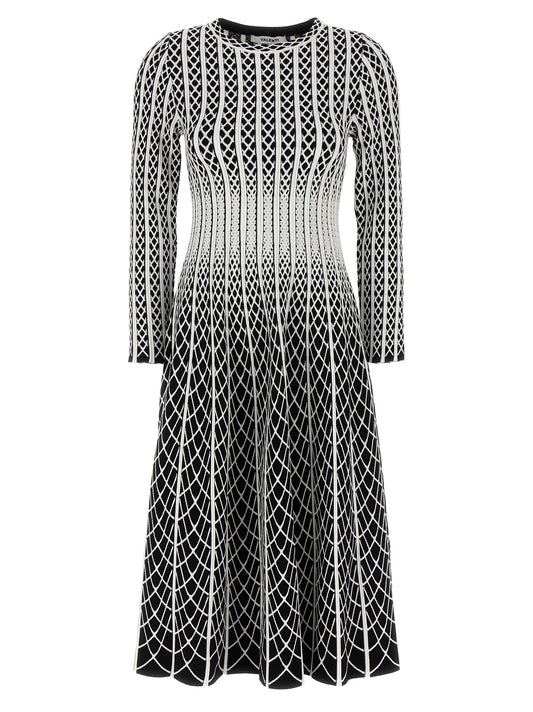 Skirt by ANTONINO VALENTI for women in polyester & viscose bicolour, black, white & patterned features an relaxed-yet-refined silhouette that elegantly showcases the Women's Polyester & Viscose Midi Skirt design and sophisticated midi.