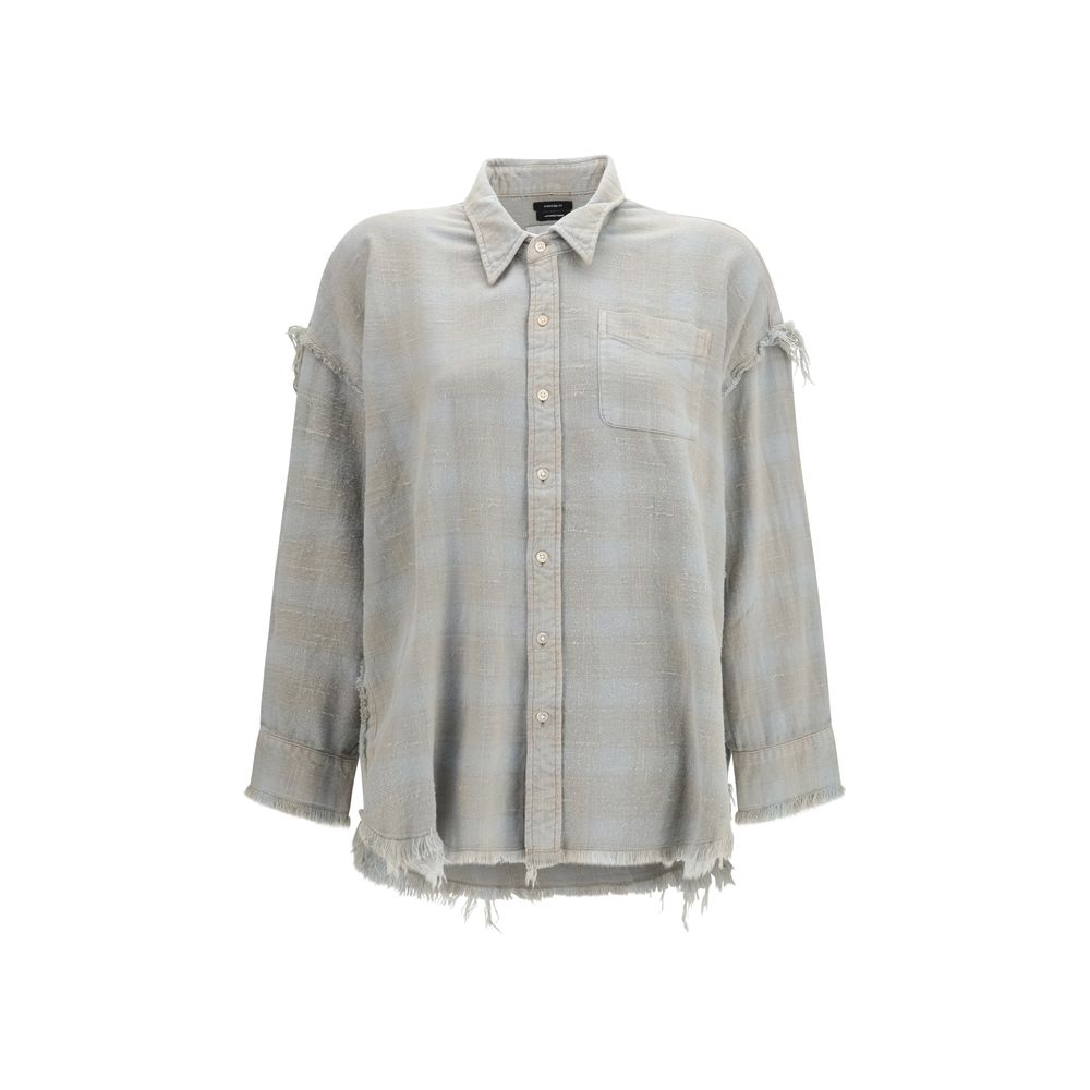 Shirt by R13 for women in cotton blue & patterned showcases a sublime silhouette, artfully detailed with a sublime asymmetric neckline and for a sophisticated, sublime finish.