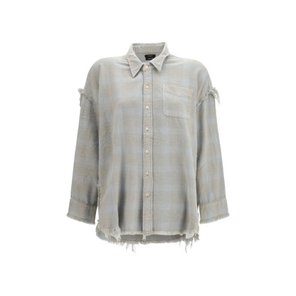 Shirt by R13 for women in cotton blue & patterned showcases a sublime silhouette, artfully detailed with a sublime asymmetric neckline and for a sophisticated, sublime finish.