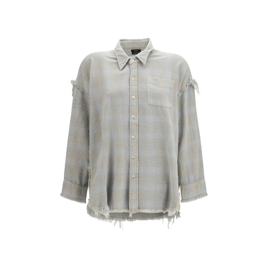 Shirt by R13 for women in cotton blue & patterned showcases a sublime silhouette, artfully detailed with a sublime asymmetric neckline and for a sophisticated, sublime finish.
