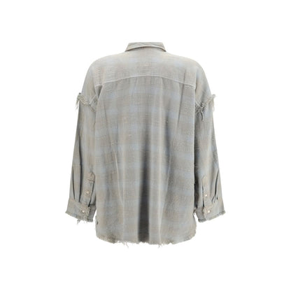 Shirt by R13 for women in cotton blue & patterned features an polished silhouette, showcasing a sophisticated asymmetric neckline and detail for a truly polished finish.