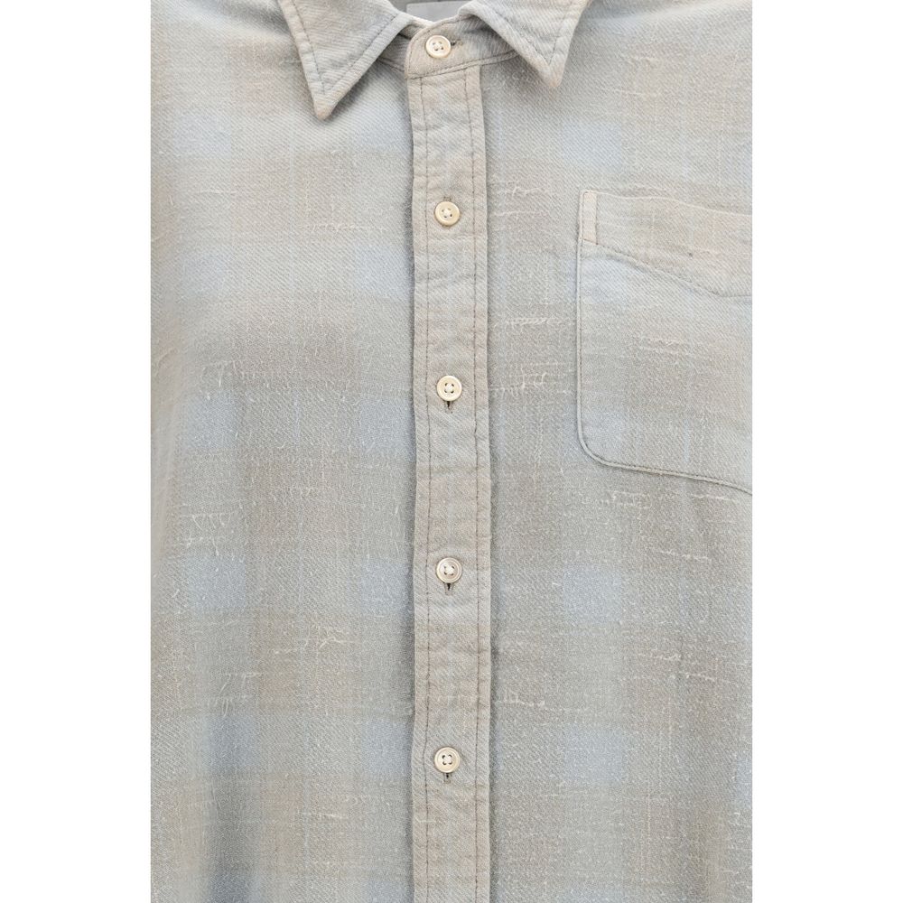 Shirt by R13 for women in cotton blue & patterned showcases a sleek silhouette, elegantly detailed with a sleek and for a sleek finish.