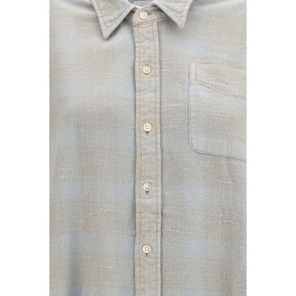 Shirt by R13 for women in cotton blue & patterned showcases a sleek silhouette, elegantly detailed with a sleek and for a sleek finish.
