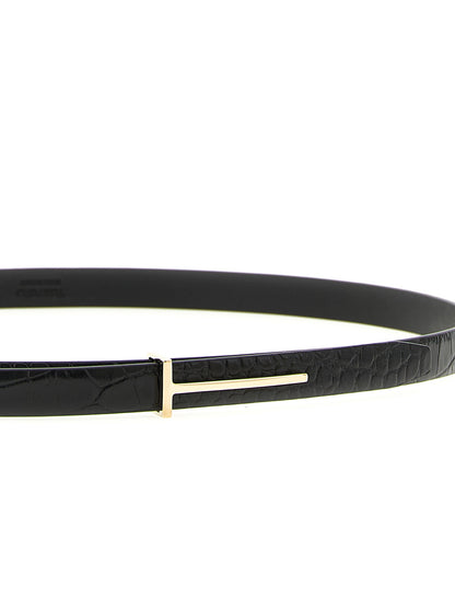 Tom Ford Crocodile Calfskin Leather Belt - Black Print