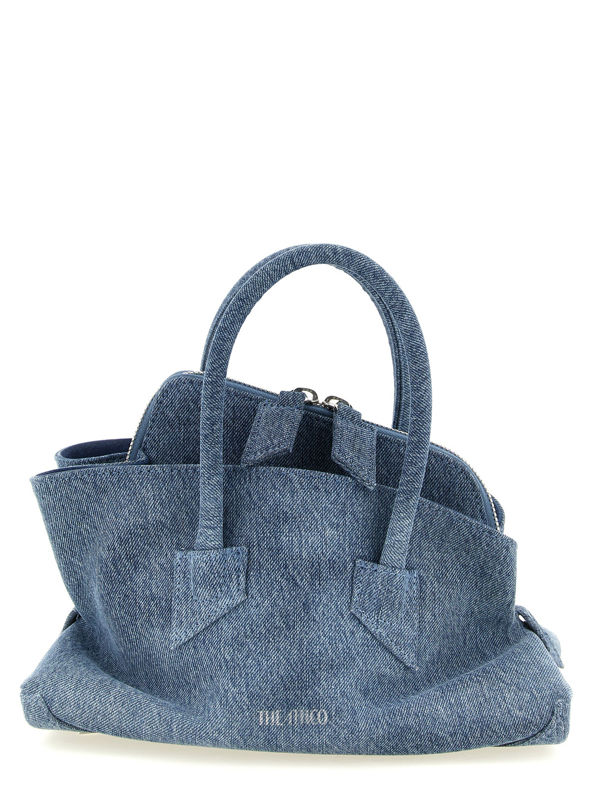 The Attico La Passeggiata Denim Cotton Mini Handbag - Blue Indigo Silver