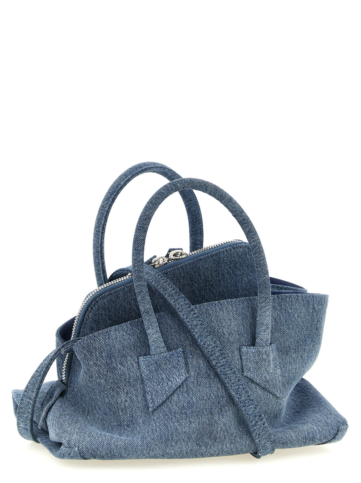 The Attico La Passeggiata Denim Cotton Mini Handbag - Blue Indigo Silver