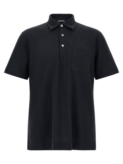 Polo Shirt by ZEGNA for men in cotton blue & pearl presents a distinguished silhouette, showcasing a sophisticated and distinguished for a truly distinguished finish.
