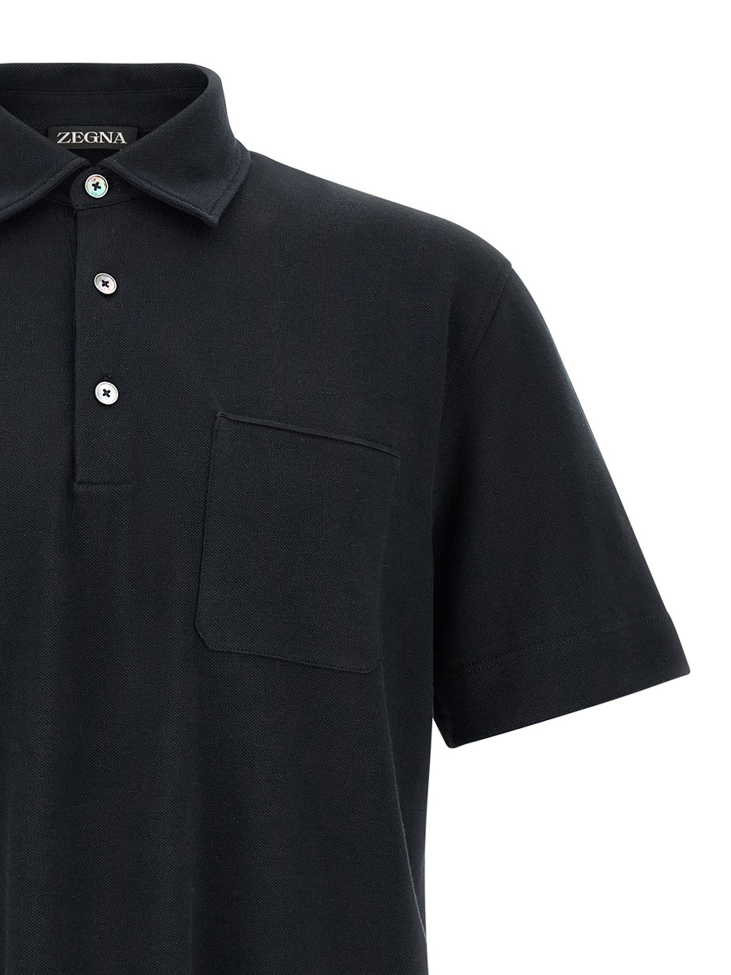 Polo Shirt by ZEGNA for men in cotton blue & pearl presents a sleek silhouette, featuring a refined and for a sleek finish.