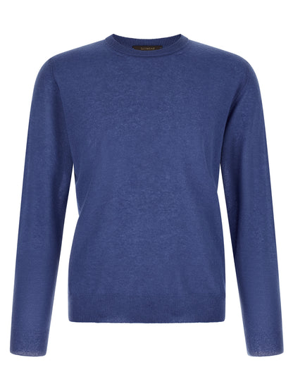 Cardigan by ZANONE for men in cashmere & polyamide light-blue features an impeccable silhouette, showcasing a sophisticated crew neckline and detail for a truly impeccable finish.
