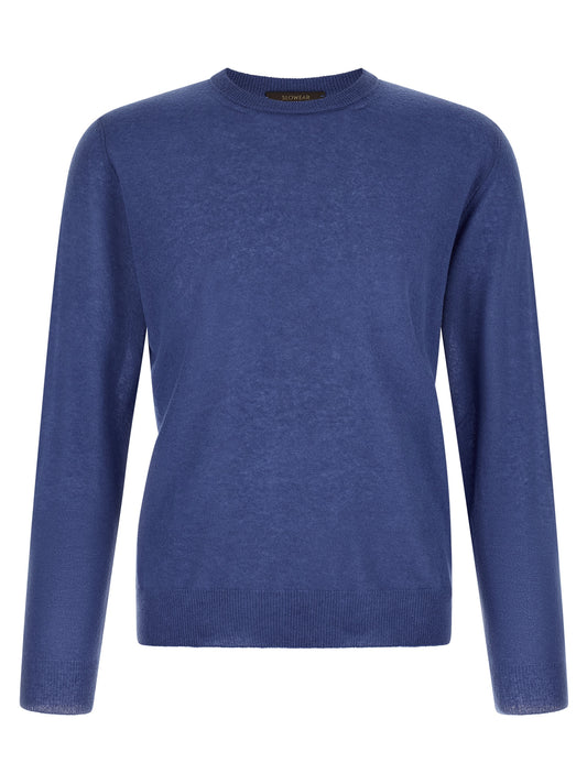 Cardigan by ZANONE for men in cashmere & polyamide light-blue features an impeccable silhouette, showcasing a sophisticated crew neckline and detail for a truly impeccable finish.