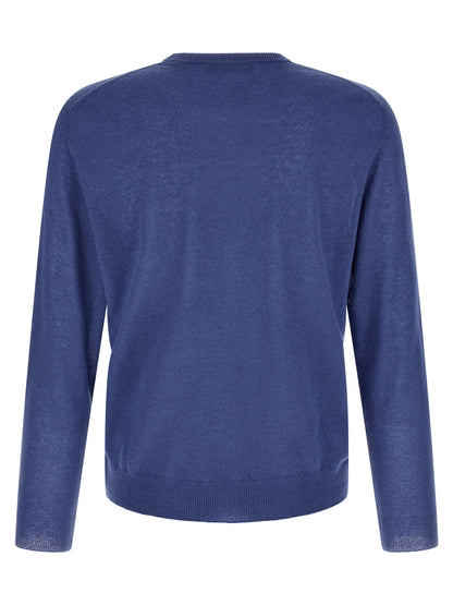 Cardigan by ZANONE for men in cashmere & polyamide light-blue presents a textural silhouette, artfully finished with a textural crew neckline and for a sophisticated, textural look.