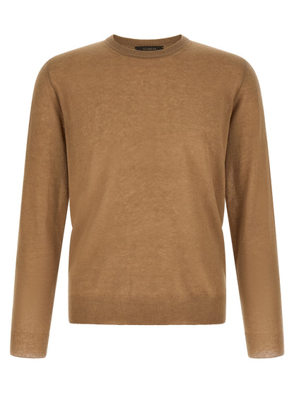 Cardigan by ZANONE for men in cashmere & polyamide brown & camel showcases a captivating silhouette, artfully detailed with a captivating and crew neckline for a truly sophisticated captivating look.