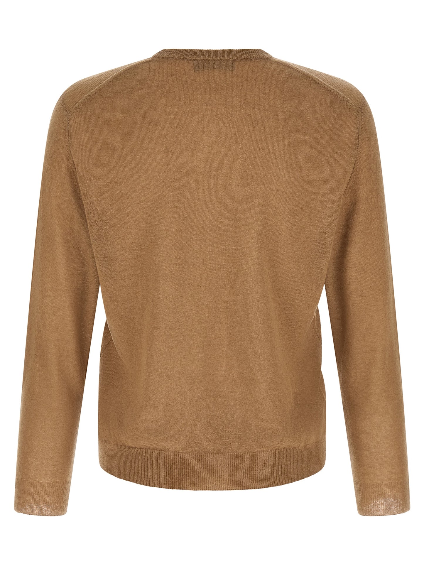 Cardigan by ZANONE for men in cashmere & polyamide brown & camel showcases a luxurious silhouette, meticulously detailed with a sophisticated crew neckline and for a refined finish.