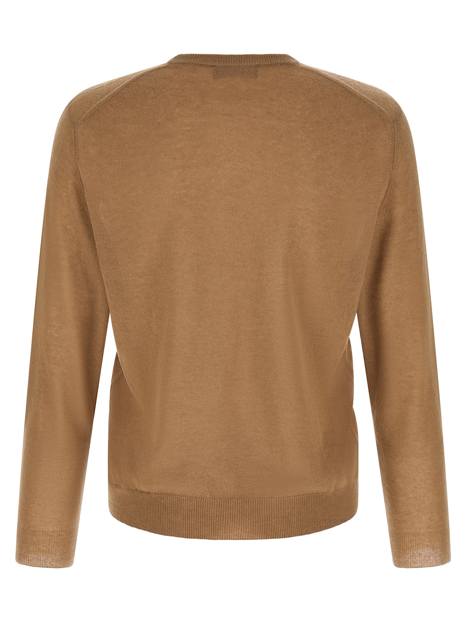 Cardigan by ZANONE for men in cashmere & polyamide brown & camel showcases a luxurious silhouette, meticulously detailed with a sophisticated crew neckline and for a refined finish.