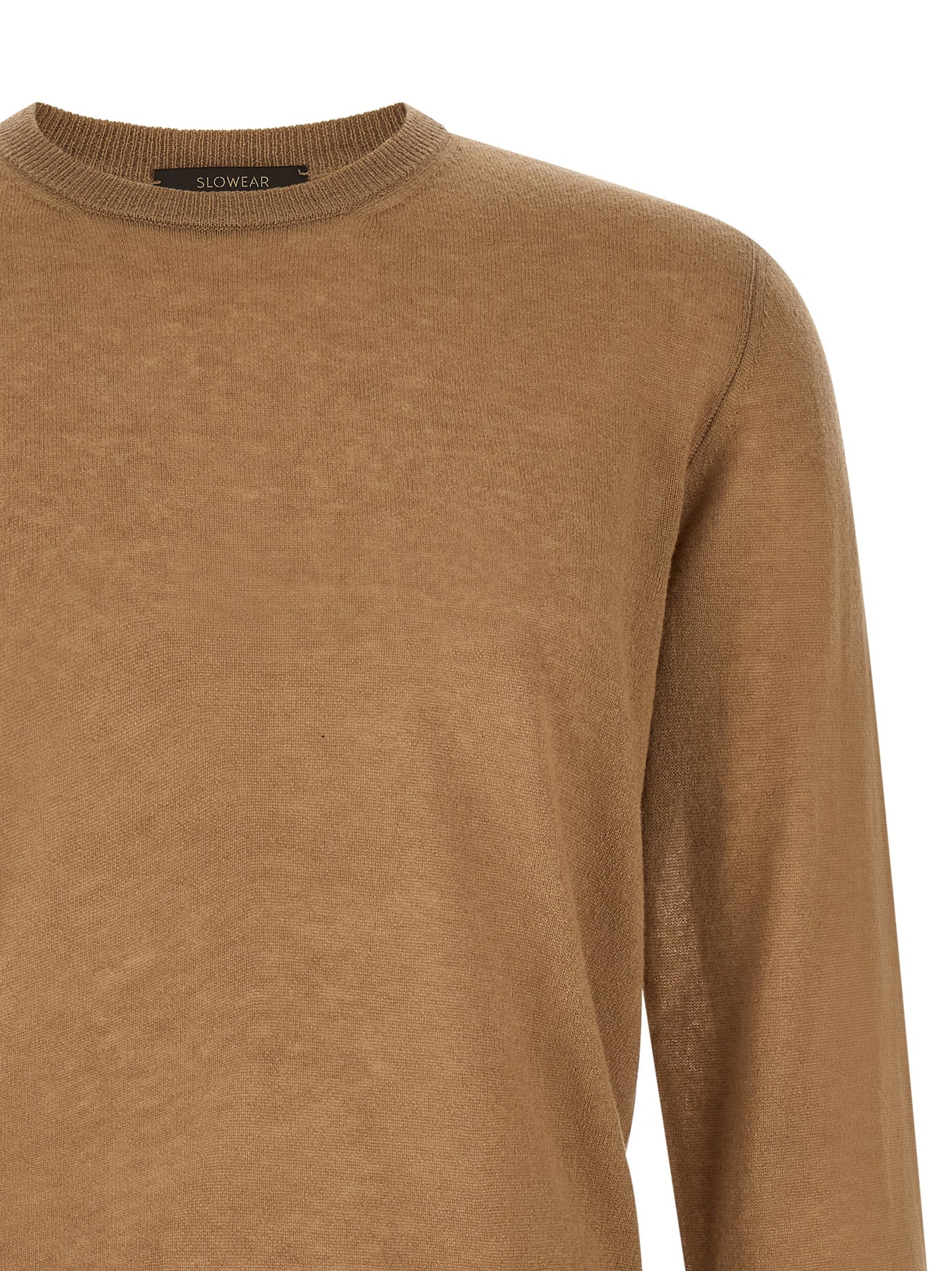 Cardigan by ZANONE for men in cashmere & polyamide brown & camel features a dramatic silhouette, showcasing a sophisticated crew neckline and dramatic detail for a timeless, premium look.