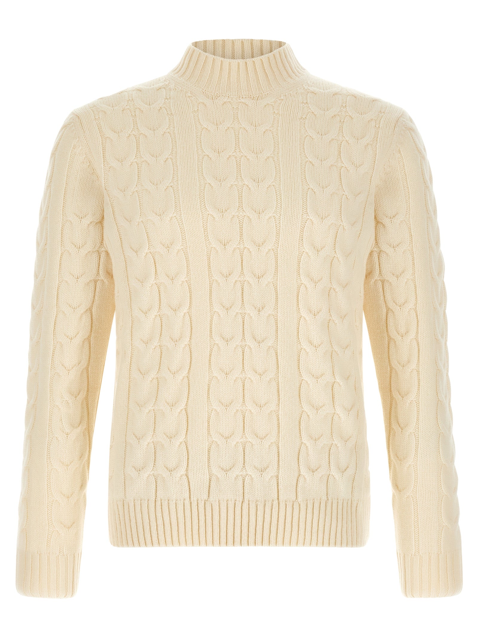 Cardigan by ZANONE for men in virgin wool cream & white features an impeccable silhouette, showcasing a sophisticated mock neckline and detail for a truly impeccable finish.