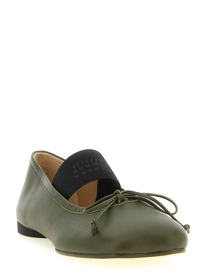 Ballet Flat Shoes by MM6 Maison Margiela for women in lambskin leather bicolour, black, green, olive & white showcases a dynamic silhouette, artfully capturing Women's Lambskin Leather Ballet Flat Shoes through its distinctive and elegant .