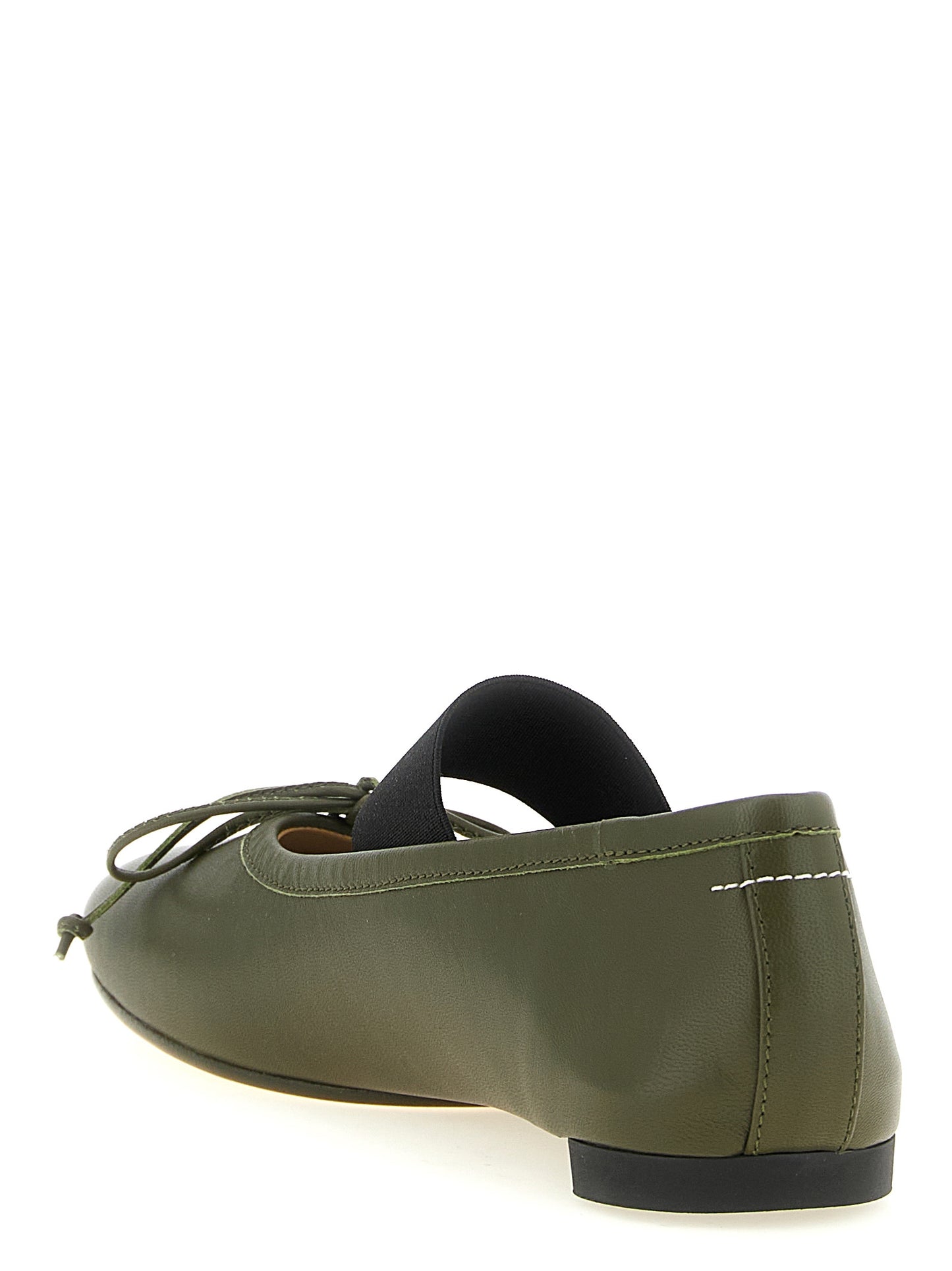 Ballet Flat Shoes by MM6 Maison Margiela for women in lambskin leather bicolour, black, green, olive & white features an captivating silhouette, showcasing the captivating style of the Women's Lambskin Leather Ballet Flat Shoes with its distinct and refined .