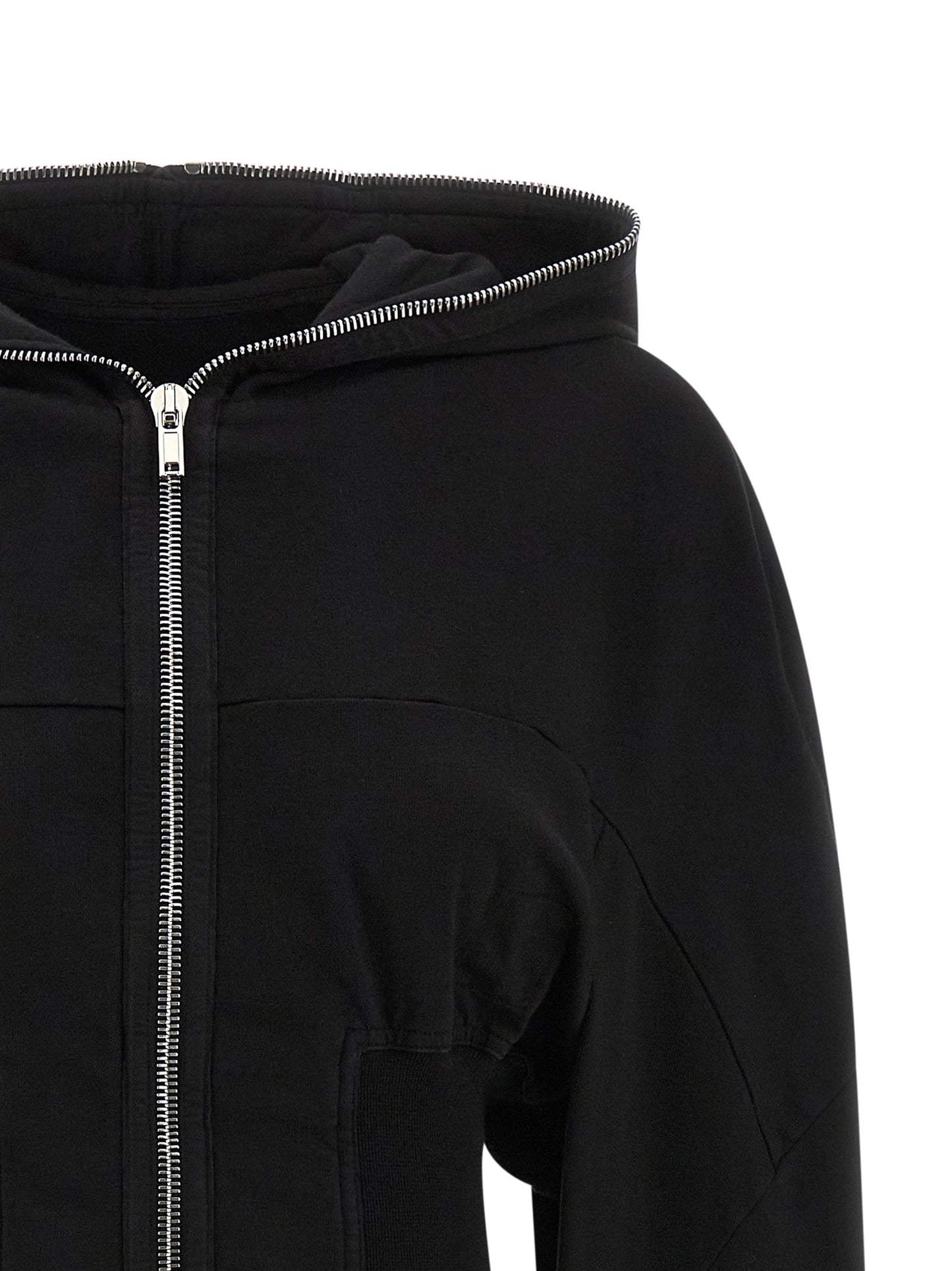Sweatshirt Hoodie by DRKSHDW for women in cotton black features an avant-garde silhouette, showcasing a sophisticated hooded neckline and detail for a truly avant-garde finish.