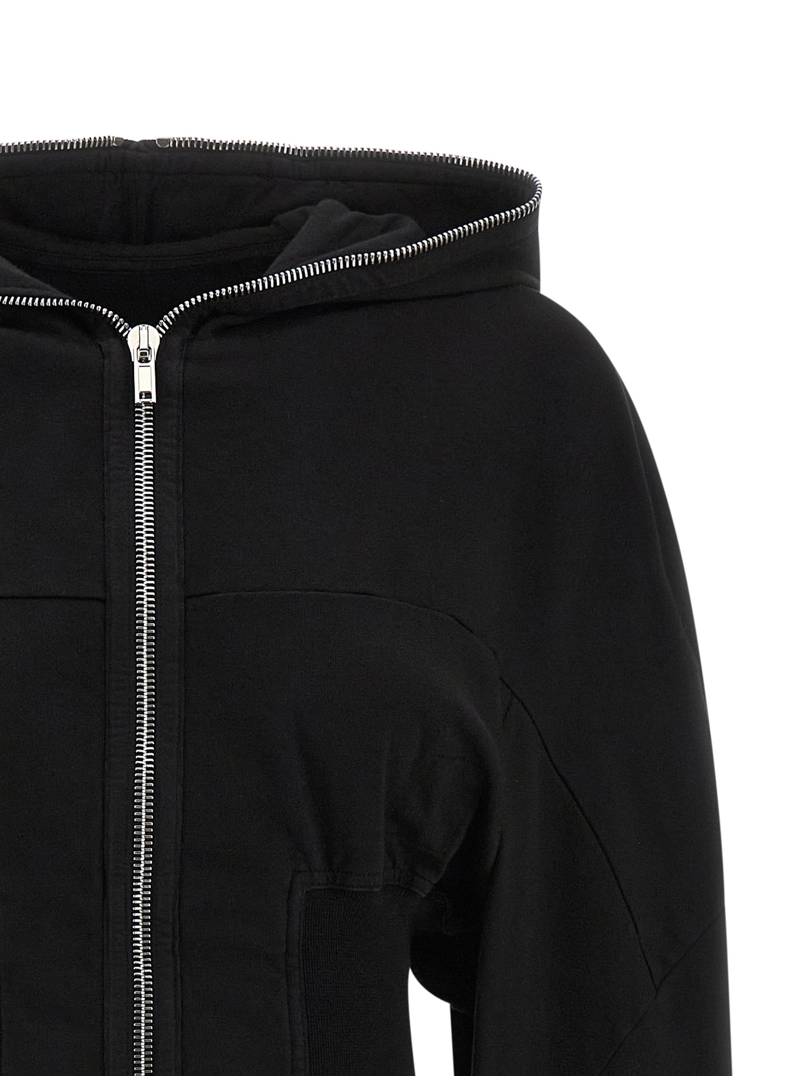 Sweatshirt Hoodie by DRKSHDW for women in cotton black features an avant-garde silhouette, showcasing a sophisticated hooded neckline and detail for a truly avant-garde finish.