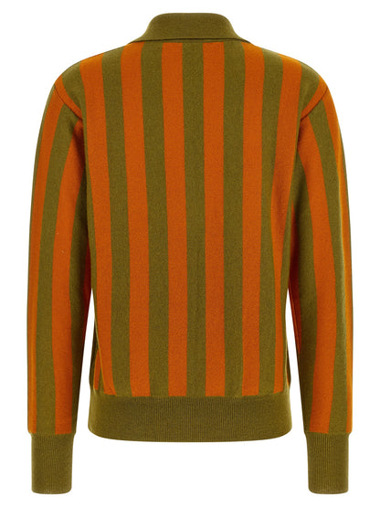 Polo Shirt by Alberto Biani for women in cashmere green, multicolor, olive, orange, patterned & striped showcases a sharp silhouette, detailed with a refined v-neck neckline and sharp for a sophisticated finish.